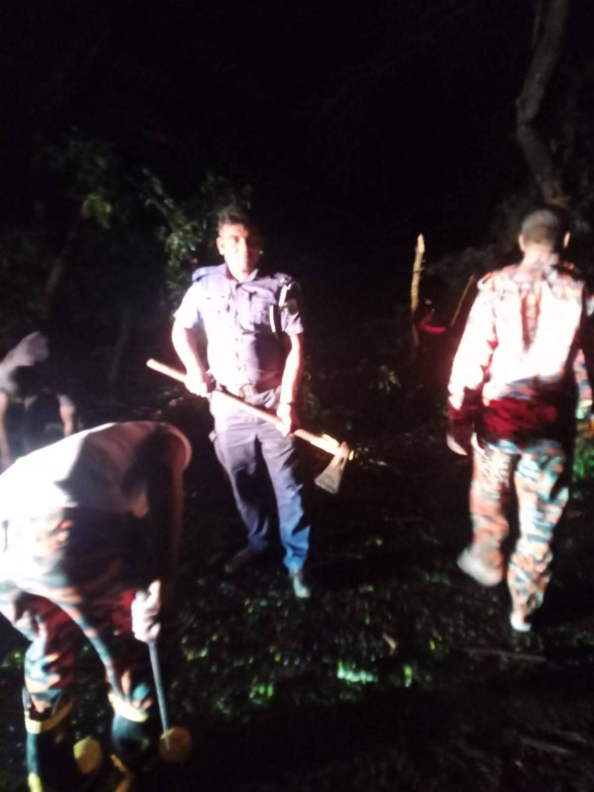 ঝড়ো বাতাসে ভেঙে পড়া গাছের ডালে সড়কে প্রতিবন্ধকতা, পুলিশ ও ফায়ার সার্ভিসের দ্রুত পদক্ষেপ গ্রহণ 